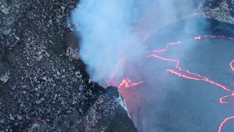 Amazing-Aerial-Shot-Over-The-Summit-Vent-Lava-Lake-On-Kilauea-Volcano-Erupting-Hawaii-1