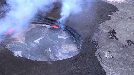 Amazing-Vista-Aérea-Shot-Over-The-Summit-Vent-Lava-Lake-On-Kilauea-Volcano-Erupting-Hawaii-3