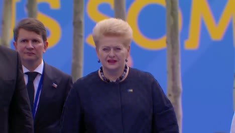 El-Presidente-De-Lituania,-Dalia-Grybauskaite,-Llega-A-La-Cumbre-De-La-OTAN-En-Bruselas,-Bélgica-1