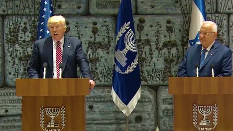 US-Präsident-Donald-Trump-Und-Israels-Präsident-Reuven-Rivlin-Tauschen-Während-Des-Präsidentenbesuchs-In-Jerusalem-Bemerkungen-Aus,-Um-Den-Terrorismus-Zu-Bekämpfen
