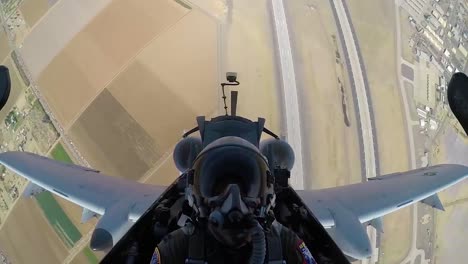 Pov-Shot-Of-The-Cockpit-Of-A-Jet-Fighter-Plane-Doing-A-Barrel-Roll