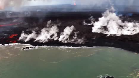 Aerial-Over-The-Kilauea-Volcano-Erupting-With-Huge-Lava-Flows-As-They-Enter-The-Ocean