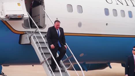 The-Us-Secretary-Of-State-Mike-Pompeo-Arrives-At-Osan-Air-Base-Republic-Of-Korea-June-13-2018