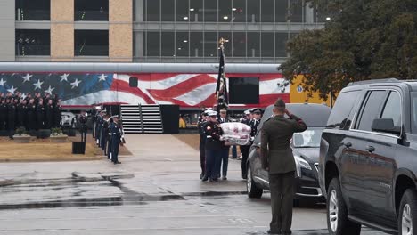 President-Bush\'S-Casket-Is-Marched-To-A-Hearse-At-Texas\'-College-Station