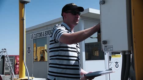 Trucks-Are-Driven-Onto-A-Us-Customs-And-Border-Patrol-Compound