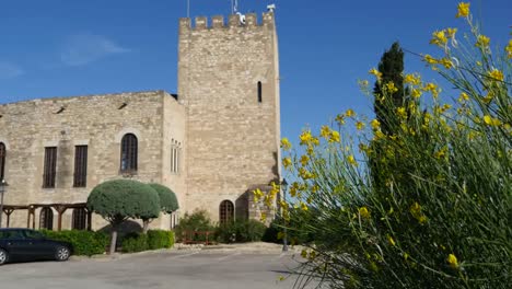 Spain-Tortosa-Castle-Tower-And-Spanish-Broom