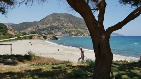 Greece-Crete-Bay-Of-Fodele-Beach-With-Tourist