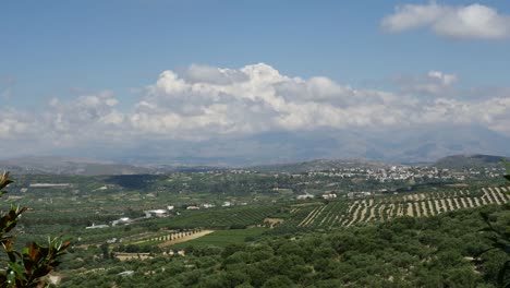 Greece-Crete-View-Of-Fields-And-Town