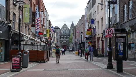 Ireland-Dublin-Mall-With-Shoppers-And-St-Anne's-Church