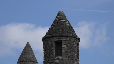 Ireland-Glendalough-Round-Tower-Top-With-Bird