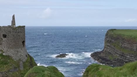 Northern-Ireland-Dunlace-Castle-On-Cliff-Over-Sea-Pan