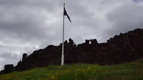 Islandia-Pingvellir-Bandera-Y-Cielo-Gris