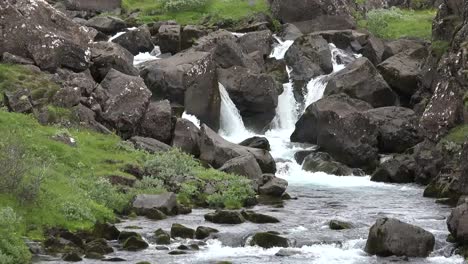 Iceland-Pingvellir-Small-Waterfall-On-Flowing-Stream