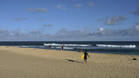 Oahu-Sandstrand-Surfer-Geht-Vorbei-Walk