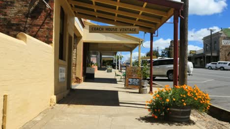 Australien-Beechworth-Person-Geht-An-Blumen-Am-Boardwalk-Vorbei