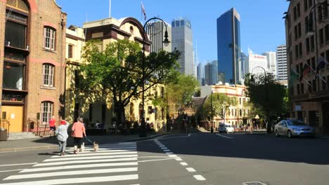 Australia-Sydney-Crossing-Street-With-Dogs-In-The-Rocks