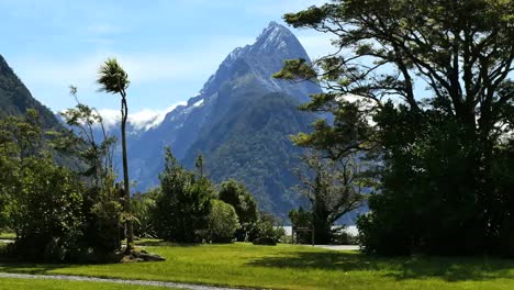 Nueva-Zelanda-Milford-Sonido-Mitre-Peak-Vista-Desde-El-Parque