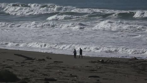 Kalifornien-Lachs-Creek-Wellen-Und-Menschen-Am-Strand