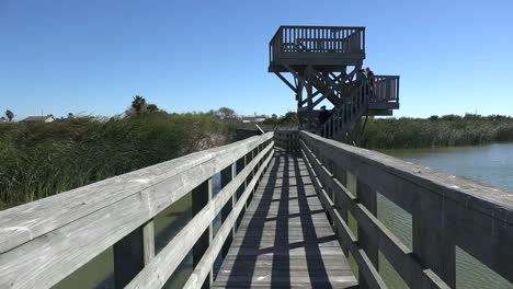 Texas-Port-Aransas-Boardwalk-And-People-Leave-Birding-Tower