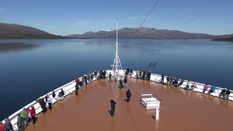 Chile-Ship-Bow-With-Birds-On-Water