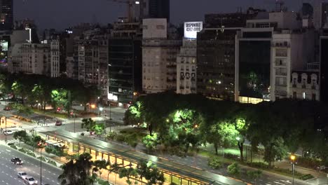 Argentina-Buenos-Aires-Night-Traffic-Tilt-Up