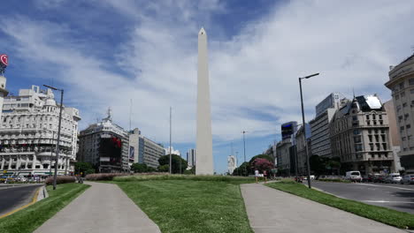 Argentina-Buenos-Aires-Obelisk-And-Sidewalks-Zooms-Out