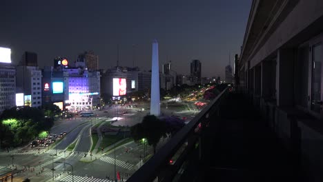 Argentina-Buenos-Aires-Obelisk-From-Balcony-In-Evening