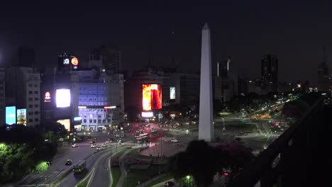 Argentina-Buenos-Aires-Zooms-On-Obelisk-At-Night