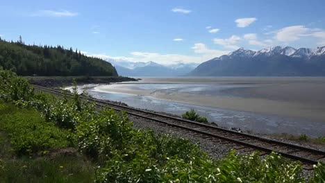 Alaska-Turnagain-Arm-And-Railroad-Tracks