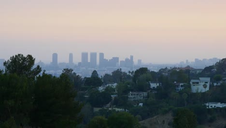 Kalifornien-Los-Angeles-Skyline-Am-Späten-Abend