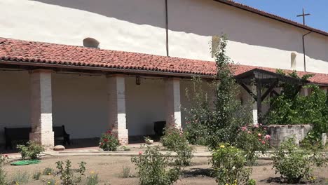 California-Mission-San-Antonio-De-Padua-With-Courtyard-Garden-Pan