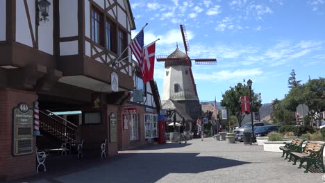 California-Solvang-Windmill-Flags-And-Jogger