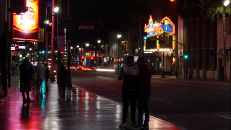 Lapso-De-Tiempo-De-California-De-Hollywood-Boulevard-En-La-Noche