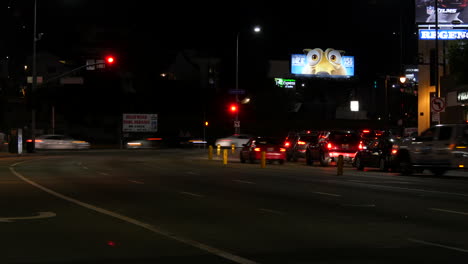 Las-Calles-De-Hollywood-De-Los-Angeles-En-El-Lapso-Nocturno