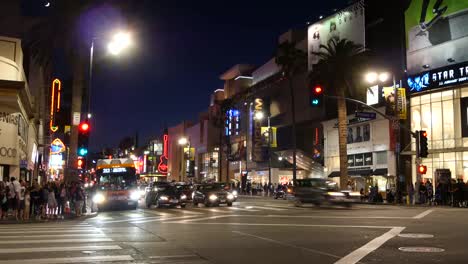 Los-Angeles-Cars-At-Night-Rush-And-People-Cross-Street-Time-Lapse