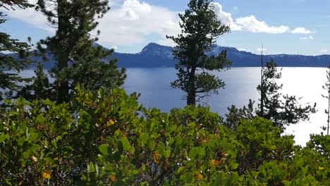 Vista-Del-Lago-Del-Cráter-De-Oregon-Con-Pan-De-árboles