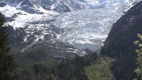 France-Mont-Blanc-Glacier-On-Mountain-Zooms-To-Snout
