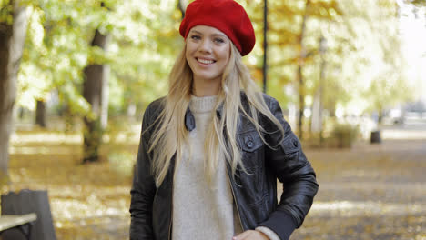 Happy-woman-in-red-beret