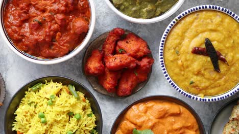 Traditional-Indian-food-in-ceramic-bowls
