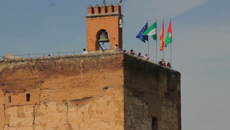 Spain-Andalucia-Alhambra-flags-bell-tower-and-observers