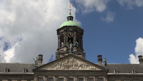 Netherlands-Amsterdam-palace-close-up-roof-and-bell-tower
