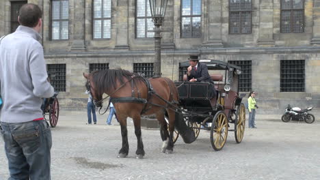 Holanda-Amsterdam-Carruaje-Tirado-Por-Caballos-Dam-Square