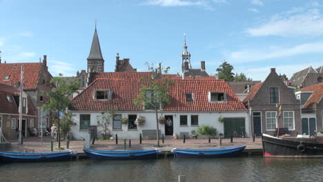 Netherlands-Edam-blue-skiffs-and-terra-cotta-roof