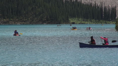 Canadá,-Alberta,-Lago-Moraine,-Canoa,-Cruza,-S