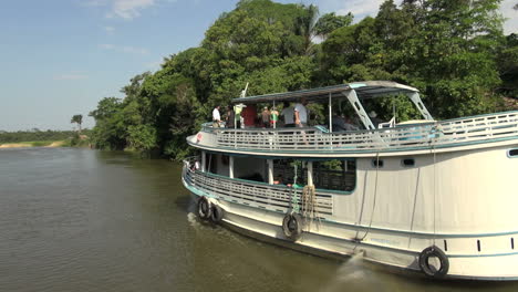Brazil-Amazon-backwater-near-Santarem-back-of-river-boat-s