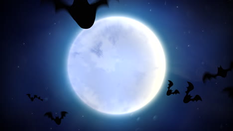 Halloween-Hintergrundanimation-Mit-Den-Fledermäusen-Und-Dem-Mond