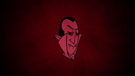 Halloween-Animation-Mit-Dracula-Gesicht-Auf-Rotem-Hintergrund