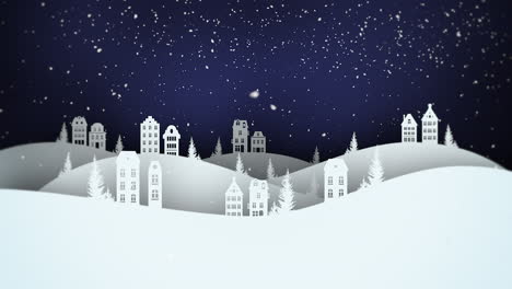 Animated-closeup-night-village-and-snowing-landscape-1