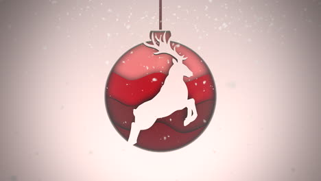 Animierte-Nahaufnahme-Weiße-Schneeflocken-Und-Rote-Kugeln-Auf-Dunklem-Hintergrund