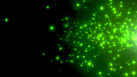 Bewegung-Grüne-Partikel-Und-Sterne-In-Der-Galaxie